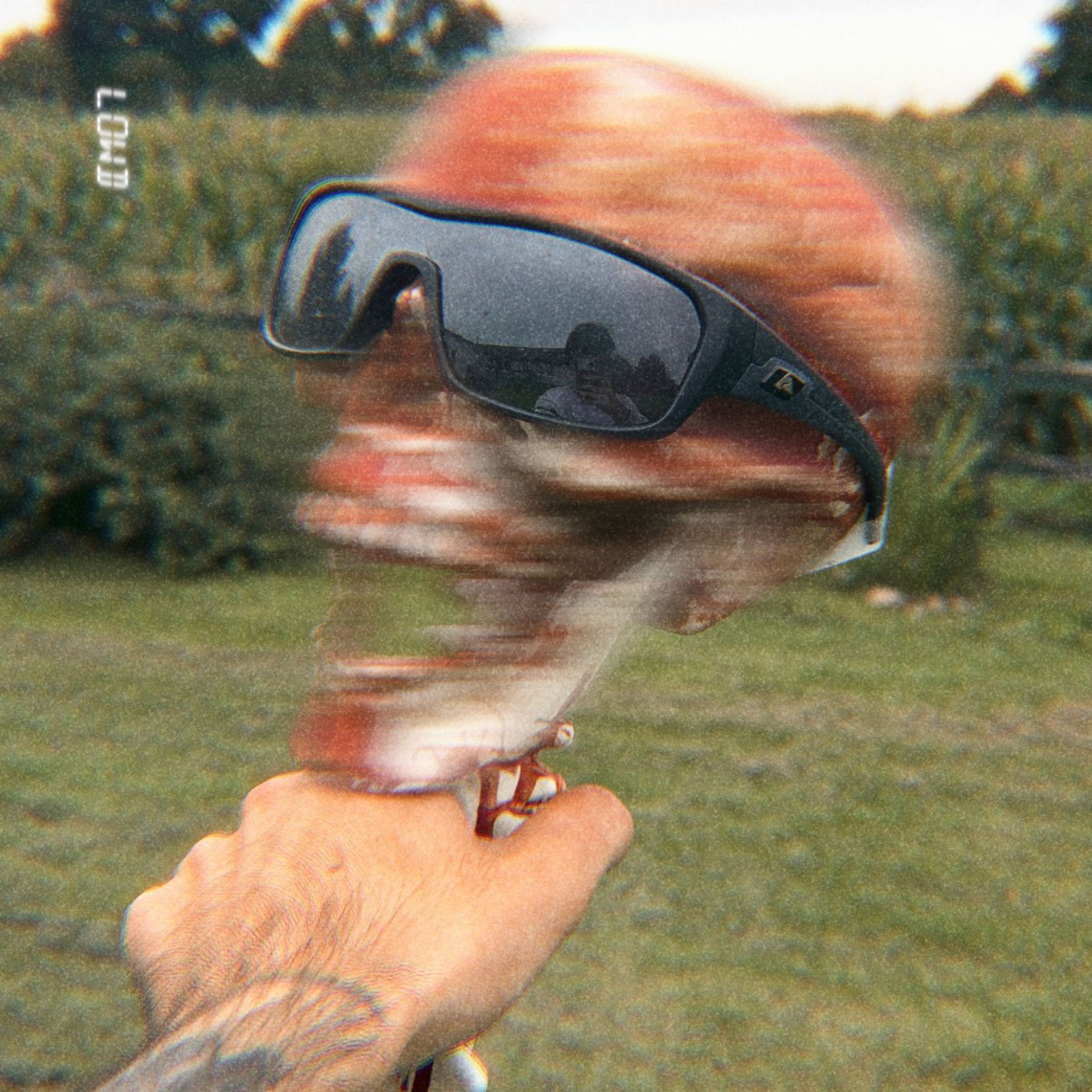 LOWD album artwork: blurred portrait with sunglasses against a field